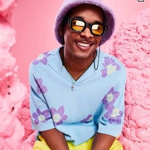 ASOS DESIGN XL oversized polo in turquoise floral